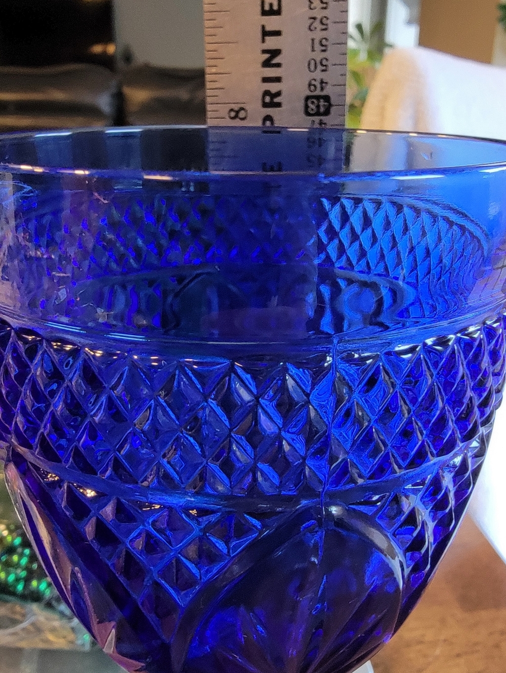 Set of 4 Cristal d’Arques Durand Sapphire Blue vintage Cobalt Cut Crystal Goblet - Picture 10 of 11